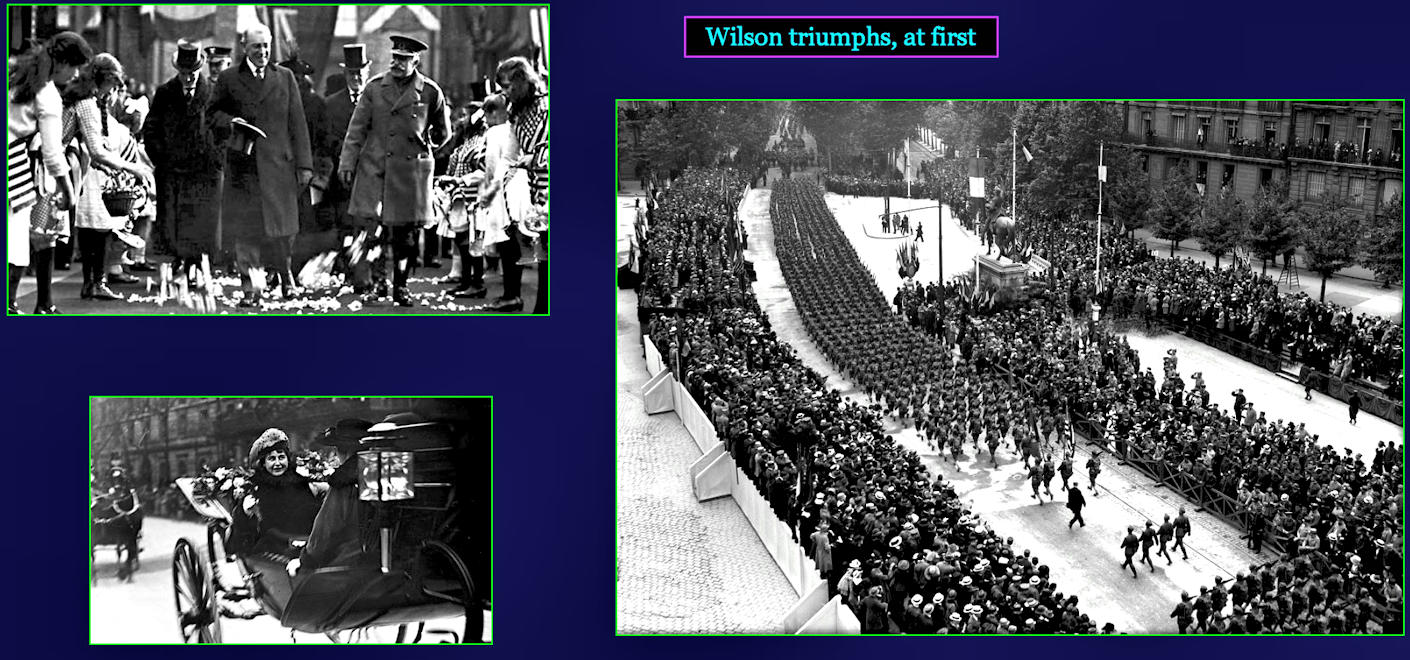 Wilson welcomed in Paris, 1918